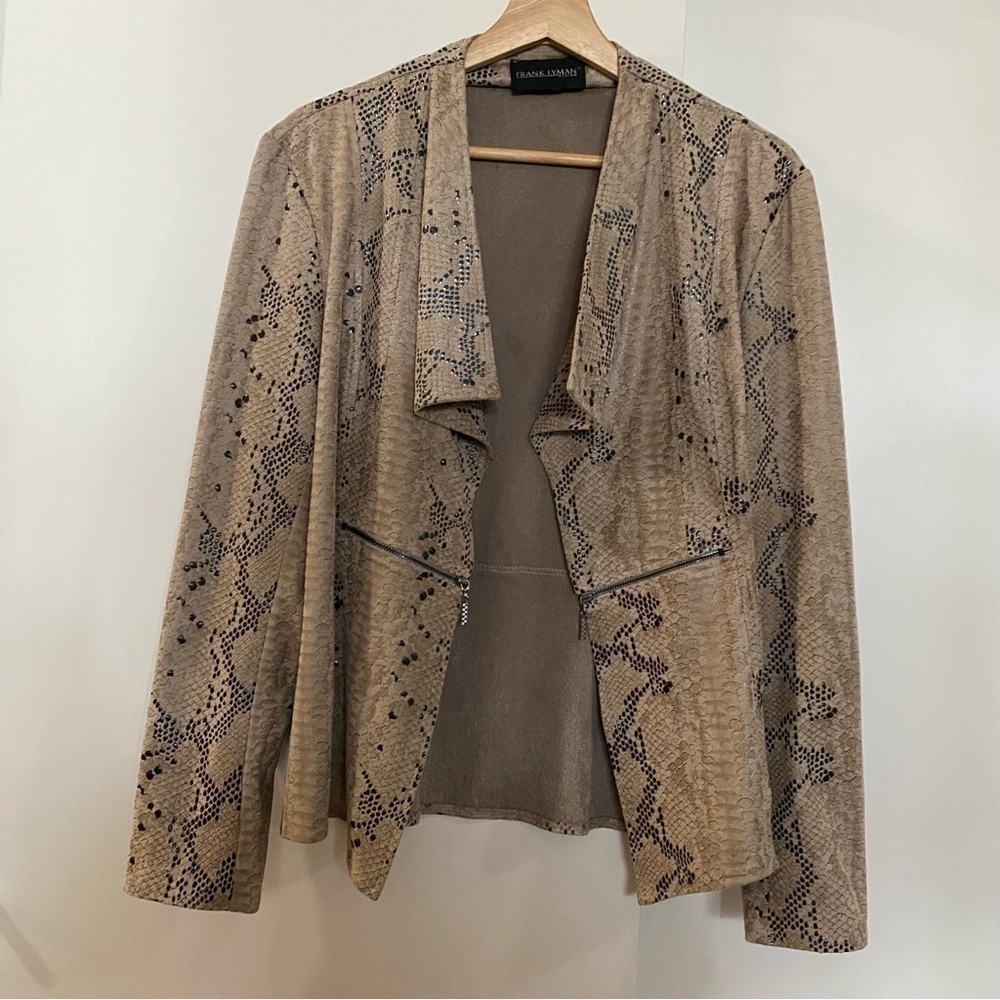 Frank  Lyman Women’s Jacket Iridescent Shimmer Snake Print Women's 20 Stretch M